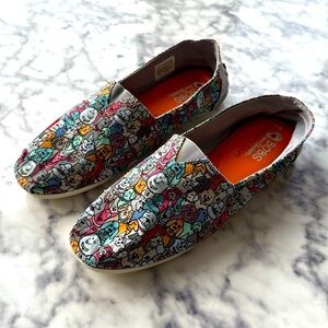 Skechers® BOBS Plush Woof Party Women's Slip-On Shoes Dogs Print Flats size 9.5